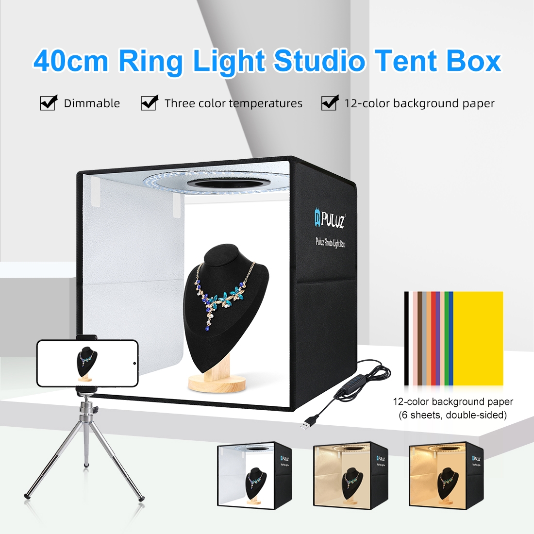 Photography Lighting Styles - PULUZ 40cm Luz de Anel Portátil